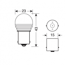 AMPOULE 12 LED P21W BA15s 24 V rouge