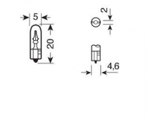 Ampoule témoin culot en verre 1.2W 24 V