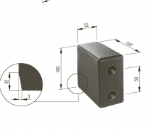 Butoir 2 fixations entraxe 130 mm