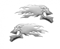 EMBLEME CHROME ADHESIF TETE DE MORT