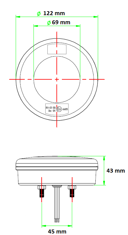 Domqga Tournez la lumière arrière, bi-couleur de frein, paire de rond de  4,3 pouces ronde 19 LED de remorque de camion arrêt de frein Tournez la lumière  arrière anneau chromé bicolore 