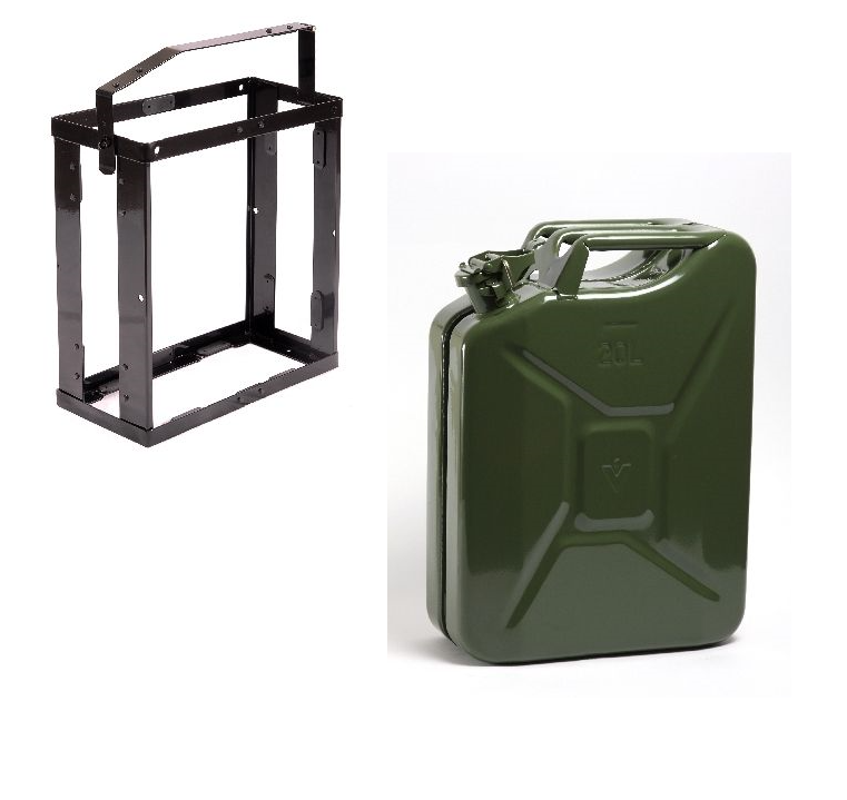 Set de 2x jerrican métallique 20 litres vert armée - convient pour  carburant - essence