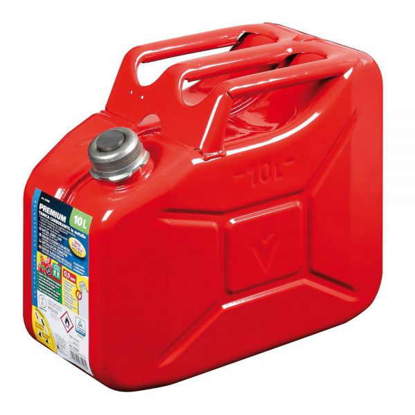 Bidon d'essence Minalco - métal 10 L - horizontal - rouge