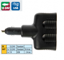 Multiprise allume-cigare 2 + 2 ports USB