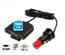 Prise allume-cigare 4 ports USB + cble 7800 mA